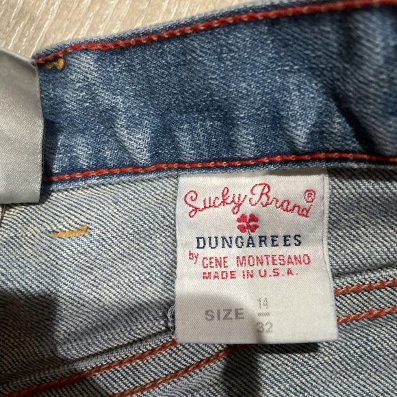 Vintage Lucky Brand Dungarees Flare Jeans Mid Rise Denim Jeans 14/32 Medium Wash - Picture 6 of 10